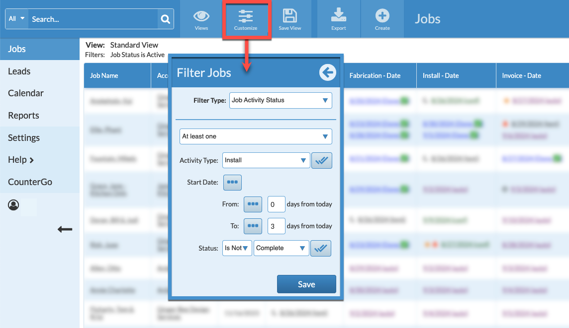customize a job view