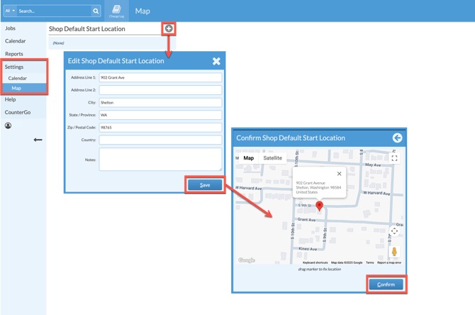enter a default shop start location in systemize
