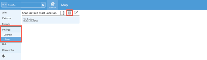 delete a default shop start location in Systemize