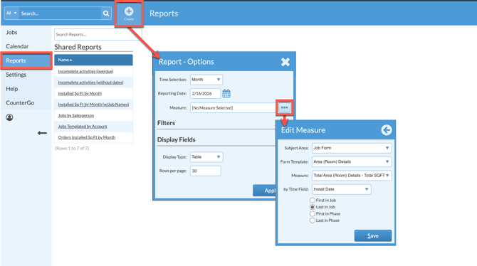 create a Report to show weekly square footage install