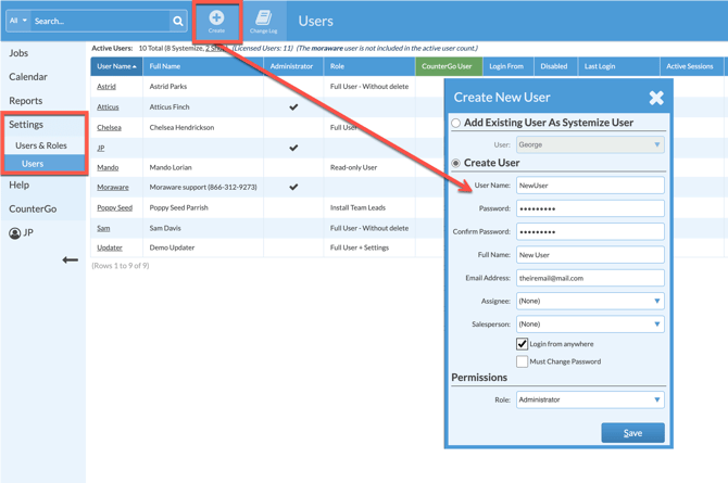 create a new admin systemize user