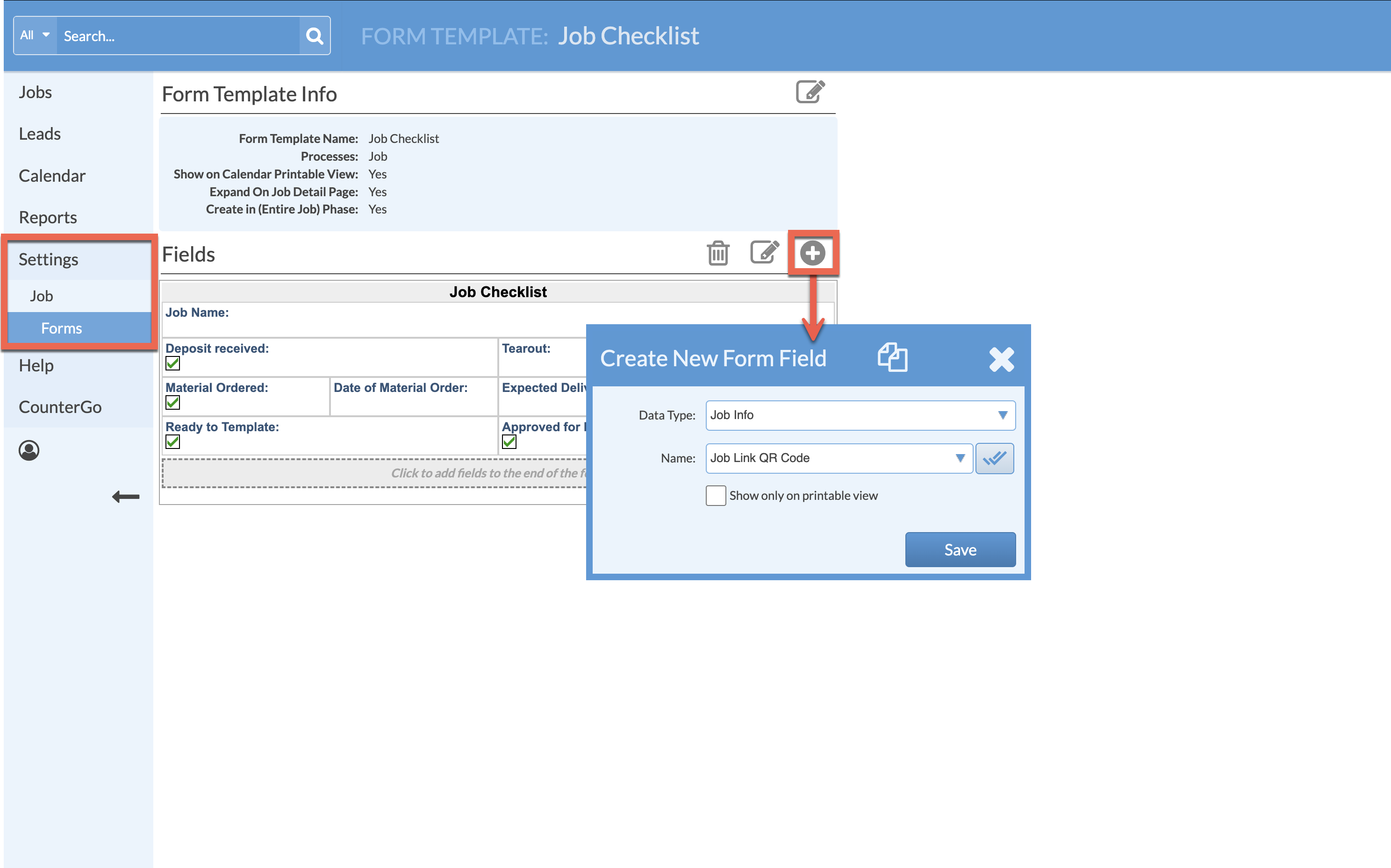 add a qr job link field to a systemize form
