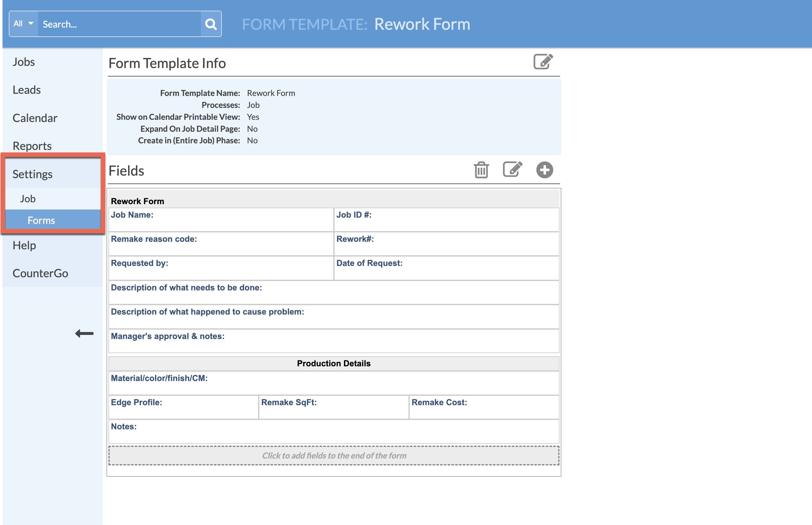 sample job form