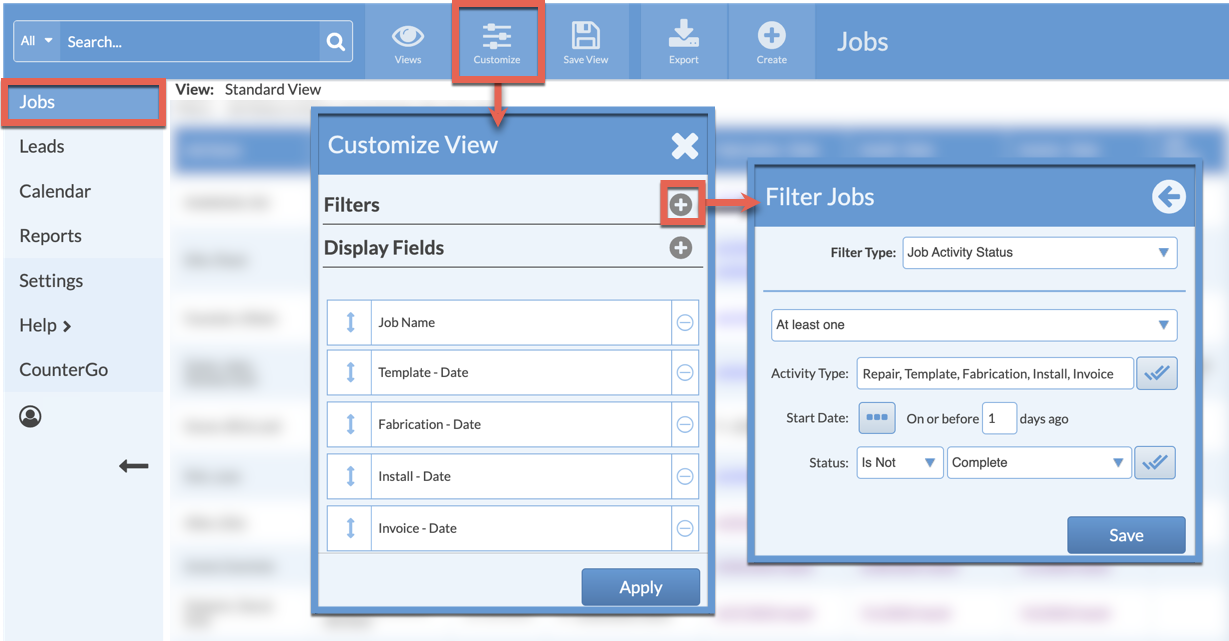 apply filter to systemize job view
