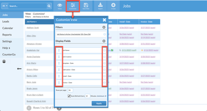remove or change display field order