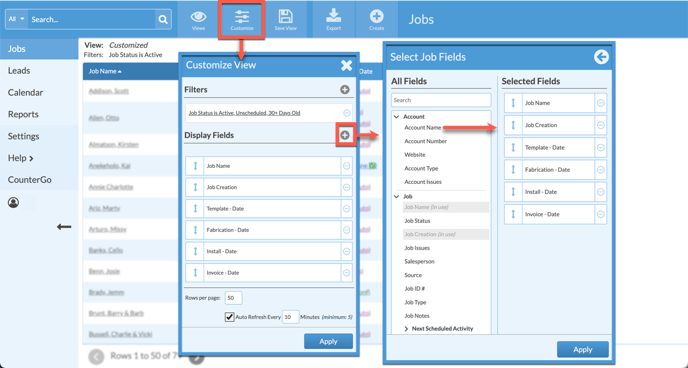 add a new display field to a job view