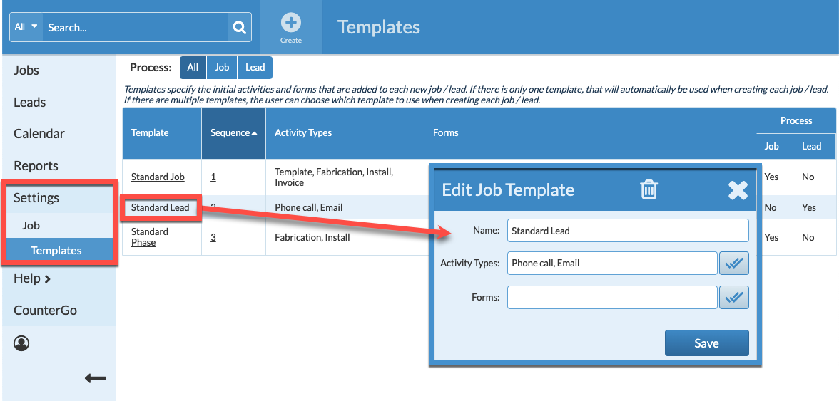 edit the standard lead template
