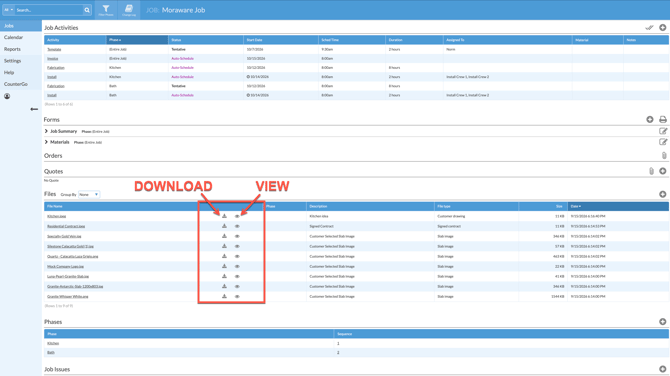 download or view attached files in systemize